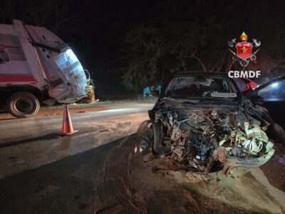 Acidente com carro, caminhão e ônibus deixa ferida em Sobradinho